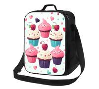 Cupcake Candy Hearts Sweet Lunch Bag Borsa per il pranzo per uomini e donne Grande capacità Cooler Lunch Box riutilizzabile isolato Lunch Tote Bag con tracolla regolabile Lunchbox per adulti