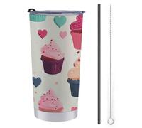 Cupcake Candy Hearts Sweet Tumbler 590 ml Bottiglie d'acqua in acciaio inox con manico a prova di perdite grande capacità tazza da auto tazza da viaggio tazza da caffè isolata regalo per donne uomini