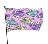 Cupcake Garden Flag 3x5 FT Colorful Biscotto Cupcake Crema Formaggio Crema Mirtillo Limone Menta Poliestere Cortile Bandiere Casa Patio Prato Banner di auguri per interni ed esterni