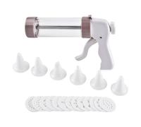 Cupcake Icing Decorator - 8.66 Inch Frosting Dispenser | Stainless Steel Cookie Press - 266g set with 13 stamps and 6 tips for cakes, ideal for professional dessert presentation