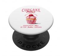 Cupcake in stile retrò, motivo ciliegia, crema PopSockets PopGrip Adesivo