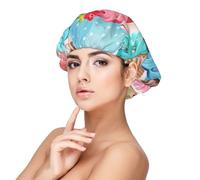 Cupcake in tazza da tè,Cuffia da notte in raso per adulti - Cuffia da notte elastica per donna, copricapelli per la notte