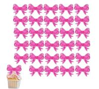 Cupcake Picks, 30 Pieces Bow Party Decorations, Cute Party Picks Cake Decorations, for Birthday Christmas Holiday Thanksgiving Engagement Food Appetizers Cocktail Fruit Drink