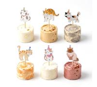 Cupcake Toppers, 36 Pezzi Decorazioni Torte Gatto, Decorazioni per Pasticceria Adatte al Contatto con Alimenti, Toppers per Decorare Cupcake, Muffin, Torte e Altri Dolci