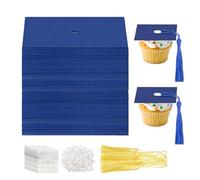 Cupcake Toppers - 50 versatili di carta - Mini cappello da laurea con , per scuola, laurea, feste