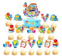 Cupcake Toppers, Decorazioni Torta, Ritorno a Scuola Cupcake Topper Giorno di Scuola Topper per Torte Back to School Decorazioni per Torte Festa Decorazione(17pcs)