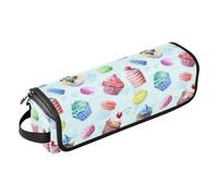 Cupcakes Macaron Borsa per strumenti per lo styling dei capelli con tappetino resistente alle alte temperature, borsa portautensili portatile per bigodini, piastre per capelli, pennelli, fermagli e