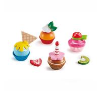 CUPCAKES pasticcini HAPE gioco di imitazione IN LEGNO cucina 18 PEZZI candela fr