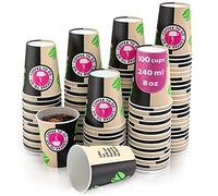 CupCup 100 Bicchieri Carta per Prendere il Caffè - Bicchieri Caffe - Tazza di 240 ml Bicchieri Monouso per Prendere il Caffè, il Tè, le Bevande Calde e Fredde