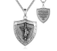 CUPENDA Collana San Michele in argento Sterling 925 con ciondolo a forma di arcangelo con medaglietta di San Michele, gioiello religioso, regalo per uomini cristiani