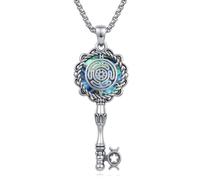 CUPENDA Hecate - Collana con chiave in argento Sterling con ruota Hecate, triplice luna, dea pentagramma, ciondolo Wicca Pagan, amuleto, idea regalo per donne e mamme