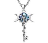 CUPENDA Hekate - Collana con ciondolo a forma di dea, in argento Sterling 925, con triplice luna, con ciondolo a forma di dea, con pietra di luna, per donne e mamme