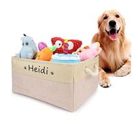 Cuperay Cestino portaoggetti personalizzato con nome e motivo, cestino pieghevole per giocattoli per cani con manico in cotone, contenitore per l'organizzazione di cibo, vestiti e accessori per cani