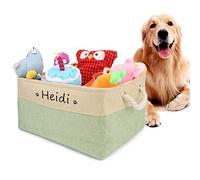 Cuperay Personalisierte Aufbewahrungskorb mit Namen und Muster, Faltbar Hunde Spielzeugkorb mit Baumwollgriff, Aufbewahrungsbox für Die Organisation Von Lebensmitteln Kleidung und Hundezubehör(Grün)