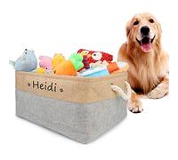 Cuperay Personalisierte Aufbewahrungskorb mit Namen und Muster, Faltbar Hunde Spielzeugkorb mit Baumwollgriff, Aufbewahrungsbox für Die Organisation Von Lebensmitteln Kleidung und Hundezubehör(Grau)