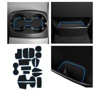 CupHolderHero Compatible with Ford Focus Accessories 2015-2018 Premium Custom Interior Non-Slip Anti Dust Cup Holder Inserts, Center Console Liner Mats, Door Pocket Liners 16pc Set (Blue Trim)