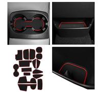 CupHolderHero si adatta agli accessori Ford Focus 2015 - 2018 Premium Custom Interior Antiscivolo Antipolvere Porta Porta Tazze Antipolvere Tappetini Console Centrale Liner Liner Liner Porta Pocket Liners 16 pz Set (Red Trim)