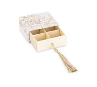 Cupido&Co. Scatola Mappamondo Champ. con Ins. e Nappa 70 x 70 x 30 Mm Bianco Oro