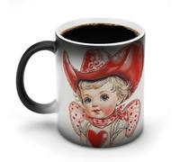 Cupido d'epoca che indossa un cappello da cowboy con motivo a cuore rosso,
