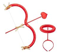 Cupido Prua e Freccia impostata Freccia Rossa Unica di San Valentino Cupido Accessori per Il Viaggio di Compleanno Birthding Cosplay Fancy Abito Pops per Adulti e Adolescenti in Costume Rosso
