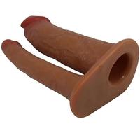 CUPIDO TOYS Guaina fallica strapon per uomo doppia penetrazione della donna. Strap on con doppio dildo cavo indossabile dall'uomo per la doppia penetrazione della donna (anale e vaginale) insieme.