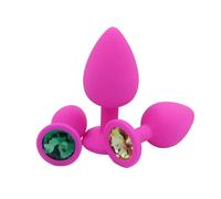 CUPIDO TOYS Plug Anale in Silicone con Diamane. Butt Plug Dilatatore Anale per Uomo/Donna con Pietra Brillante - Taglie progressive Piccolo S/Medio M/Grande L (Fucsia, L)