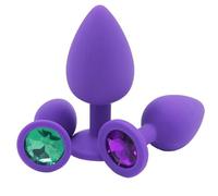 CUPIDO TOYS Plug Anale in Silicone con Diamane. Butt Plug Dilatatore Anale per Uomo/Donna con Pietra Brillante - Taglie progressive Piccolo S/Medio M/Grande L (Viola, L)