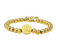Cupimatch Allah, bracciale islamico di perle, in acciaio inox, con simbolo di mezzaluna, lunghezza regolabile, 18-22 cm, per uomini e donne, oro