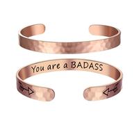 Cupimatch Bracciale a cerchio in acciaio inossidabile: bracciali da donna, con parole di incoraggiamento, aperte, lucidatura, stile fantasia, regalo per festa della mamma, compleanno, Acciaio