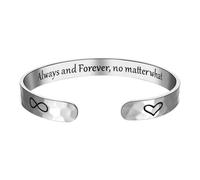 Cupimatch Bracciale a cerchio in acciaio inossidabile: bracciali da donna, con parole di incoraggiamento, aperte, lucidatura, stile fantasia, regalo per festa della mamma, compleanno, Acciaio