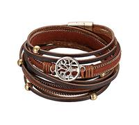 Cupimatch Bracciale Bohemian Albero della Vita Cuoio Pelle Donna Multistrato,Design Unico