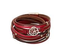 Cupimatch Bracciale Bohemian Albero della Vita Cuoio Pelle Donna Multistrato,Design Unico