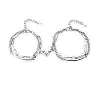 Cupimatch Bracciale Coppia Fidanzati Regalabili Magnetici-Braccialetto Donna Uomo Cuore Spezzato Good Luck Acciaio Inox (con Carta) Regalo Matrimonio/Anniversario/Compleanno/San Valentino/Genitori