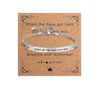 Cupimatch Bracciale da donna in acciaio inossidabile: bracciale regolabile DON'T LET THE HARD DAYS WIN inciso, gioiello motivante, regalo di incoraggiamento, compleanno, Media, Acciaio inossidabile