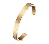 Cupimatch Bracciale islamico in acciaio inox, design con calligrafia araba Ayatul Kursi, gioiello musulmano dorato per uomini e donne, regalo per il capodanno, 2.52‘’, Acciaio inossidabile, Nessuna