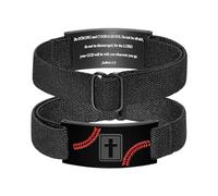Cupimatch Bracciale uomo croce regolabile: bracciale uomo baseball versetti biblici con placca in acciaio inossidabile, gioielli religiosi catena regolabile per preghiera - regalo compleanno festa del