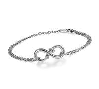 Cupimatch - Braccialetto da donna in acciaio inox, con strass a forma di cuore e simbolo dell'infinito, adatto anche come cavigliera, 19,05 cm con 5,08 cm di estensione