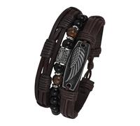 Cupimatch Braccialetto da uomo vichingo intrecciato: bracciale da uomo in pelle e pietre con ciondolo gotico, stile punk rock e biker, regolabile, regalo di compleanno, festa del papà, Media, Pelle