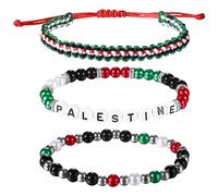 Cupimatch Braccialetto della libertà con bandiera della Palestina: braccialetti intrecciati a mano con lettere dell'alfabeto della Palestina, protezione dell'orgoglio nazionale, braccialetto