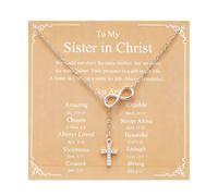 Cupimatch Collana a Y Lariat da donna con ciondolo a forma di croce e | Collana a Y con croce infinita con zirconi, realizzata in ottone per donne, ragazze, fede cristiana, amicizia