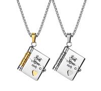 Cupimatch Collana con ciondolo a forma di stella, in acciaio inox, con 6 messaggi d'amore incisi