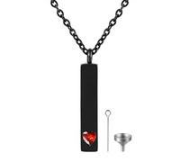 Cupimatch Collana con ciondolo a forma di urna: medaglione rettangolare in acciaio inossidabile rosso rubino - gioiello commemorativo vuoto per cremazione cenere da donna, one size, Acciaio