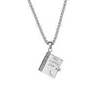 Cupimatch Collana con ciondolo a libro per ragazza: collana in acciaio inossidabile a 6 pagine con messaggio stimolante con incisione My Little Star- regalo per ragazza di compleanno fine studio