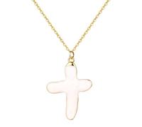 Cupimatch Collana con croce di perle barocche: ciondolo in acciaio inossidabile dorato con perle d'acqua dolce naturali, gioielli unici basati sulla fede, regalo elegante per le donne