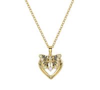Cupimatch Collana cuore farfalla dorata: 14 K traforato zircone rame, catena O vintage romantica, regalo di compleanno donna ragazza