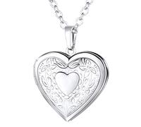 Cupimatch Collana cuore personalizzabile con foto/testo, ciondolo cornice per foto apribile gioielli alla moda, regalo perfetto per Natale, San Valentino, festa della mamma, Acciaio inossidabile