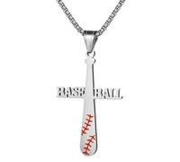 Cupimatch Collana da uomo con ciondolo a forma di croce da baseball, in acciaio inox, con incisione "I can do all things", regalo motivazionale per allenatori, Metallo, altro