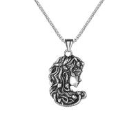 Cupimatch Collana in acciaio inossidabile Unisex: collana con ciondolo a forma di gorgone medusa serpente vipera fantasia catena belcher gotico gioielli greci antichi argento - regalo di compleanno