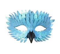 Cupimatch Maschera di corvo 3D con becco e piume, rosa, verde, blu, nero, gotico raven, fascia elastica regolabile, per Halloween, maschera maschera, carnevale, cosplay, unisex, Plastica