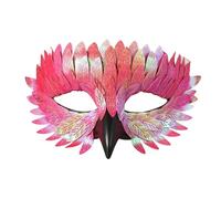 Cupimatch Maschera di corvo 3D con becco e piume, rosa, verde, blu, nero, gotico raven, fascia elastica regolabile, per Halloween, maschera maschera, carnevale, cosplay, unisex, Plastica